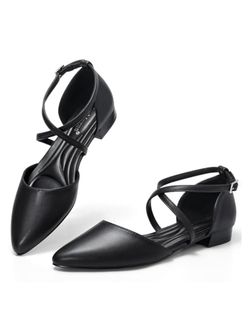 Pointed Toe Flats with Adjustable Ankle Strap Low Heel Slingback